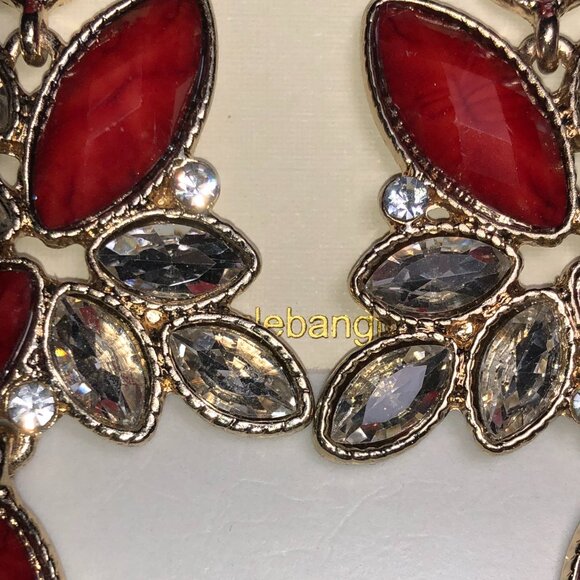 Amrita Red & Clear Crystal Chandelier Earrings - Picture 3 of 4